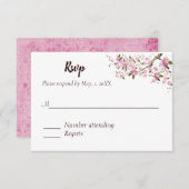 日本の桜の花の結婚式の返信カード 出欠カード (正面/裏面)