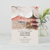 日本の桜の花の結婚式招待状 招待状 (スタンド正面)