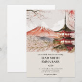 日本の桜の花の結婚式招待状 招待状 (正面/裏面)