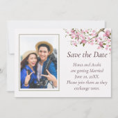 日本の桜の花の結婚式 Save The Date カード (正面)