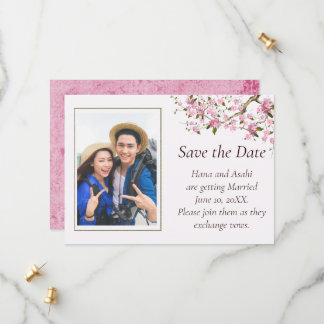 日本の桜の花の結婚式 Save The Date カード
