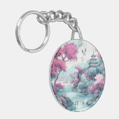 日本の桜の花 水彩ファンタジー ランド キーホルダー (正面左)