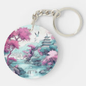 日本の桜の花 水彩ファンタジー ランド キーホルダー (裏面)