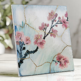 日本の桜の金継ぎ タイル
