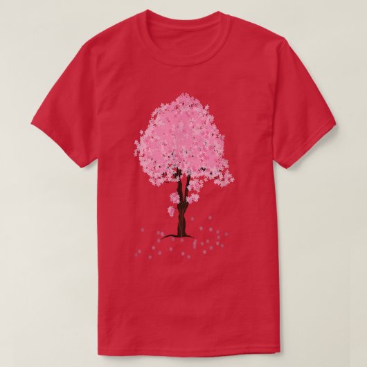 日本の桜ツリーさくらんぼアニメ Tシャツ (デザイン正面)