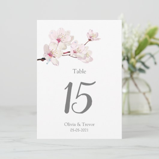 日本の桜ピンクさくらんぼブロッサム表の番号 招待状 (スタンド正面)