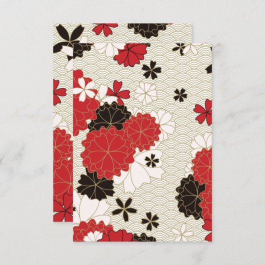 日本の桜ヴィンテージ花柄 サンキューカード (正面/裏面)