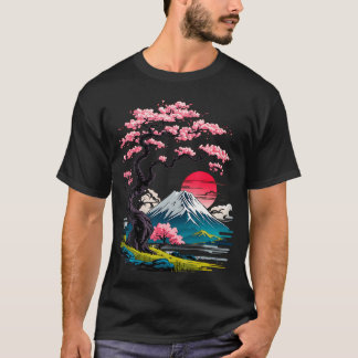 日本の桜園芸者富士山桜 Tシャツ