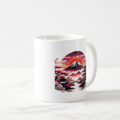 日本の桜園 富士山 桜の花 コーヒーマグカップ (正面右)