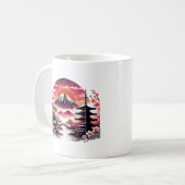 日本の桜園 富士山 桜の花 コーヒーマグカップ (正面左)