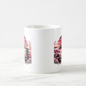 日本の桜園 富士山 桜の花 コーヒーマグカップ (中央)