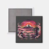 日本の桜園 富士山 桜の花 マグネット (正面/裏面)