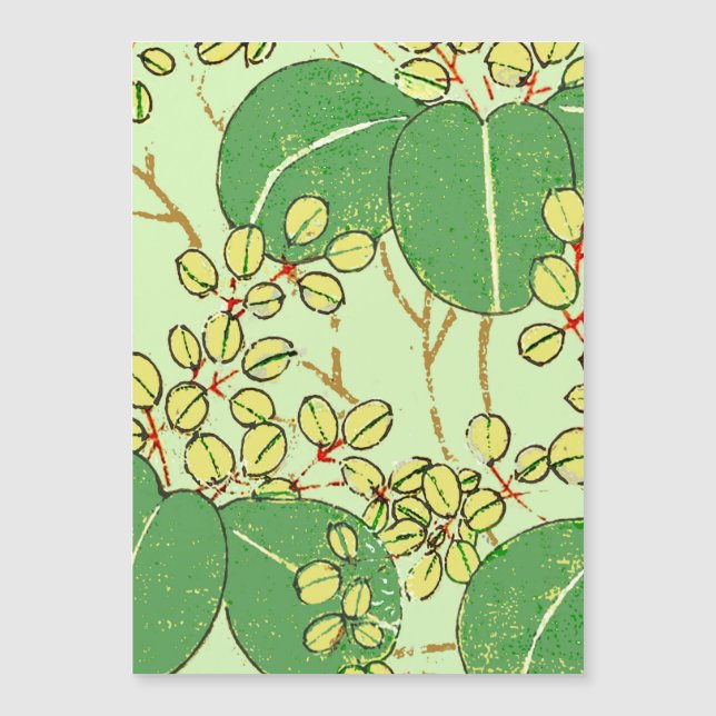 日本の植物画グリーンリーフ木版画 (正面)