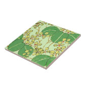 日本の植物画グリーンリーフ木版画 タイル (側面)