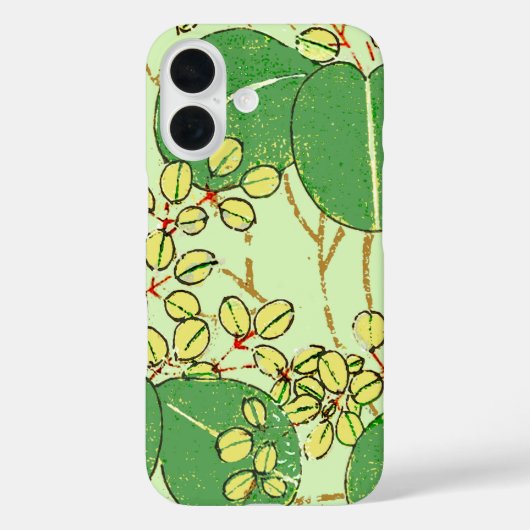 日本の植物画グリーンリーフ木版画 Case-Mate iPhoneケース (裏面)