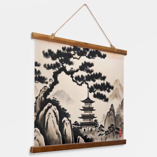 日本の横イン絵画ク 吊り下げ型タペストリー (傾斜あり)