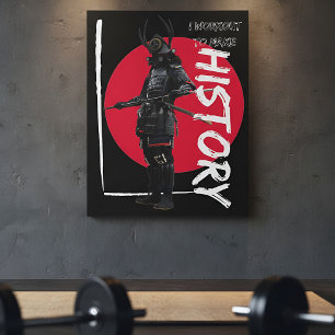 日本の武士道デコレーション - レトロな日の丸サムライ キャンバスプリント