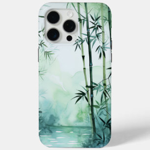 日本の水彩竹インスパイア工芸 iPhone 15 PRO MAXケース
