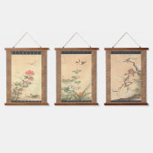 日本の江戸時代の狩野元信 吊り下げ型タペストリー (トリプル)