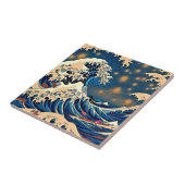 日本の波と星空の陶芸アートタイル タイル (側面)