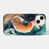 日本の波と竜の鱗のモノグラム iPhoneケース (裏面横)