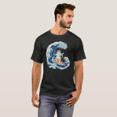 日本の波に乗る猫の寿司 Tシャツ (正面フル)