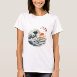 日本の波富士桜Tシャツ Tシャツ