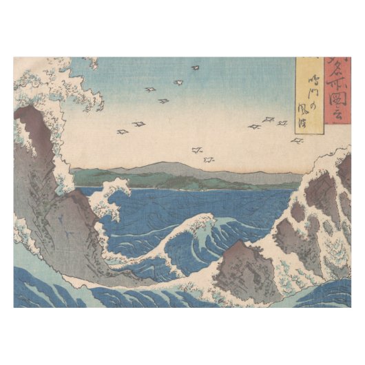 日本の波 鳴門の渦潮 海の芸術作品 テーブルクロス (正面(横))