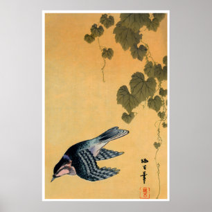 日本の浮世絵の鳥のアート 伝統的なアジア風 ポスター