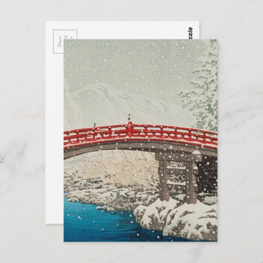 日本の浮世絵アート（川瀬蓮井） ポストカード (正面/裏面)