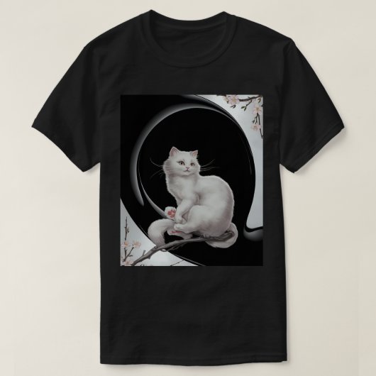 日本の浮世絵猫 Tシャツ (デザイン正面)