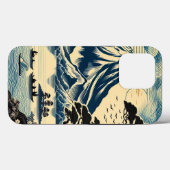 日本の浮世絵風富士山湖の舟松の木 Case-Mate iPhoneケース (裏面 (横))