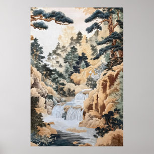 日本の浮世絵風景プリント - ヴィンテージストリーム ポスター