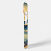 日本の浮世絵風景画 山の夕焼け 寺 湖 Case-Mate iPhoneケース (裏面 / 左)