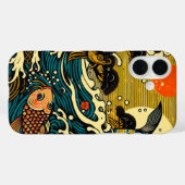 日本の浮世絵 ゴールデン+コイ+ボタン+波の芸術 Case-Mate iPhoneケース (裏面 (横))
