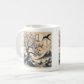 日本の浮世絵 桜と鶴と富士山 コーヒーマグカップ (正面左)