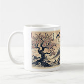 日本の浮世絵 桜と鶴と富士山 コーヒーマグカップ (左)