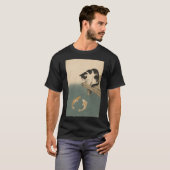 日本の猫と鯉の魚 - ビンテージ浮世絵ウッド Tシャツ (正面フル)