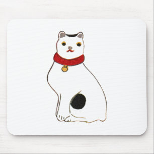 日本の猫の人形,ネコの日本の人形 マウスパッド