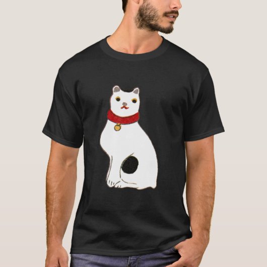 日本の猫の人形，ネコの日本の人形 Tシャツ (正面)