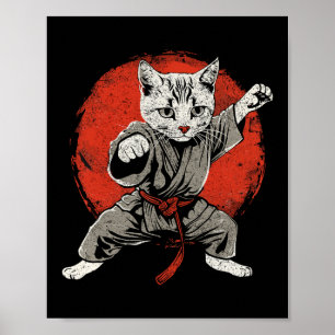 日本の猫の武術空手浮世絵テコンドー柔 ポスター