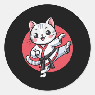 日本の猫空手 かわいい柔術 女性 女子 ラウンドシール