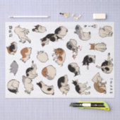 日本の猫（背景色のカスタマイズ可能） 薄葉紙 (クラフト)