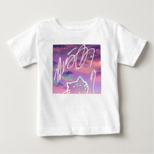 日本の猫Tシャツ Japanese Cat & Fancy Sky T-shirt ベビーTシャツ