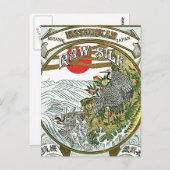 日本の生絹ラベル ポストカード (正面/裏面)