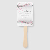 日本の白スクロールさくらんぼ花結婚の木 ハンドファン (正面)