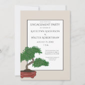 日本の盆栽の結婚婚約パーティ 招待状 (正面)
