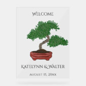 日本の盆栽の結婚歓迎 アクリルサイン (正面)