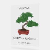 日本の盆栽の結婚歓迎 アクリルサイン (傾斜)