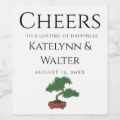 日本の盆栽結婚樹 ワインラベル (シングルラベル)